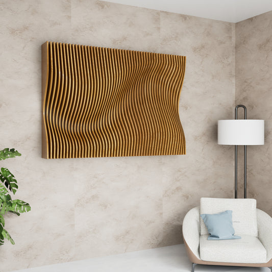 Gentle Swell: Rectangular Parametric Wood Wall Panel