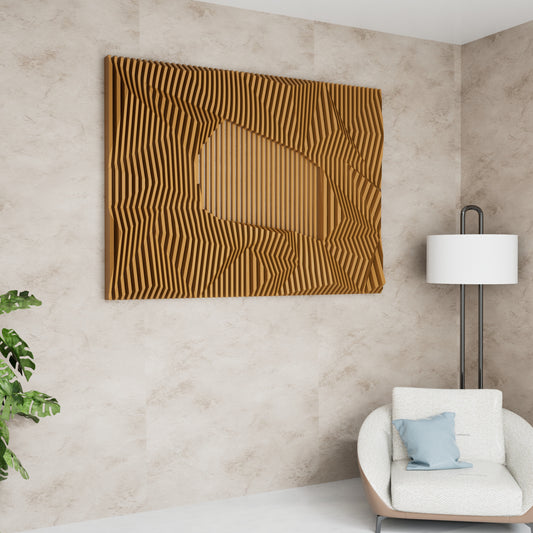 Framed Void: Parametric Wood Wall Sculpture with Open Center