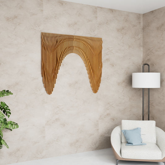 Arched Echoes: Parametric Wood Portal Wall Sculpture