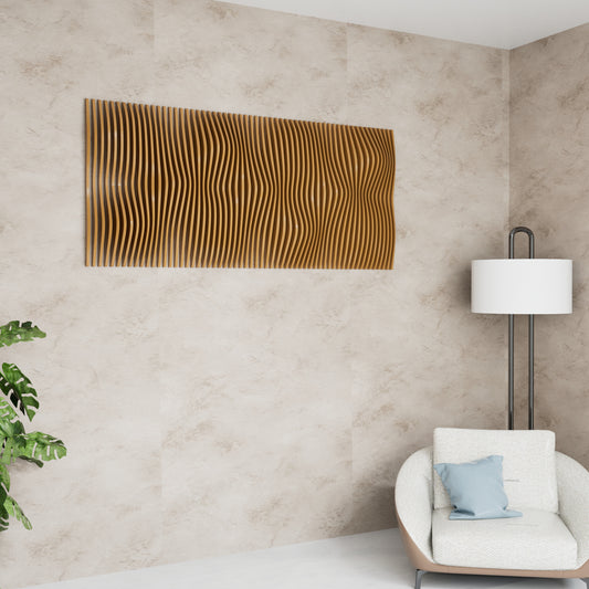 Flowing Horizon: Rectangular Parametric Wood Wall Decor